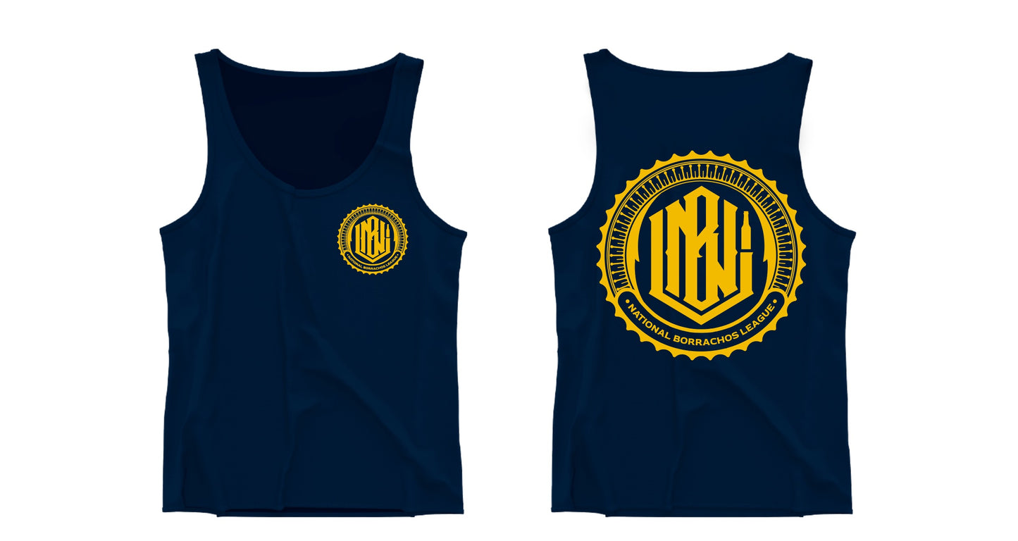 Navy & yellow Borrachos Monogram Tank top