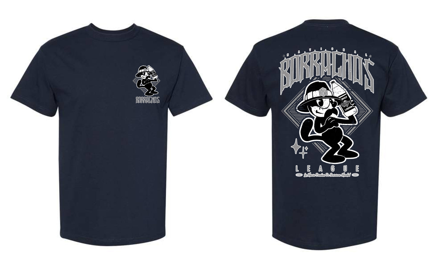 Navy Blue Felix the Borrachos shirt